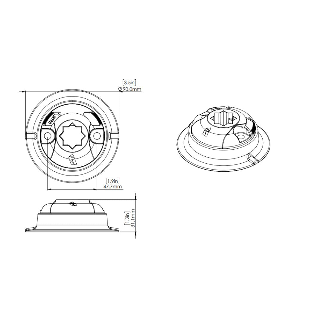 Railblaza QUICKPORT Stick-on Mount — stick-on StarPort mount (view 2)