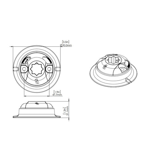 Railblaza QUICKPORT Stick-on Mount — stick-on StarPort mount (view 2)